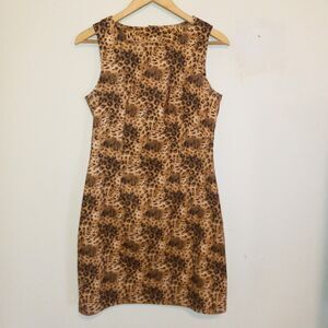 Brioche California Cheetah Print Sheath Dress-Size 11/12-Keyhole Back-USA Made
